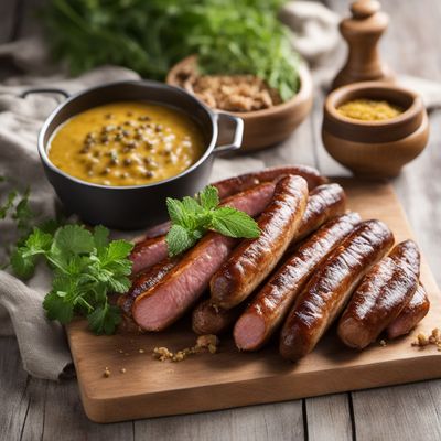 German Bratwurst with Sauerkraut and Mustard