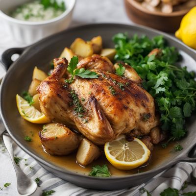 Greek-inspired Lemon Garlic Chicken with Roasted Potatoes