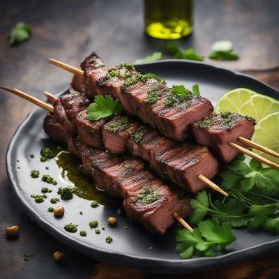 Grilled Beef Skewers with Chimichurri Sauce