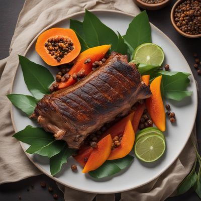 Grilled Boar with Papaya in Spicy Adobo Sauce