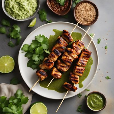 Grilled Chicken Skewers with Green Chile Sauce