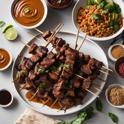 Grilled Spiced Beef Skewers with Peanut Sauce