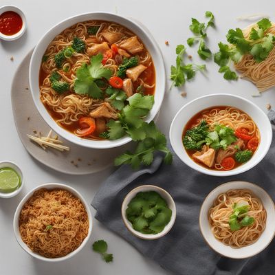 Indian Chinese Style Spicy Noodle Soup