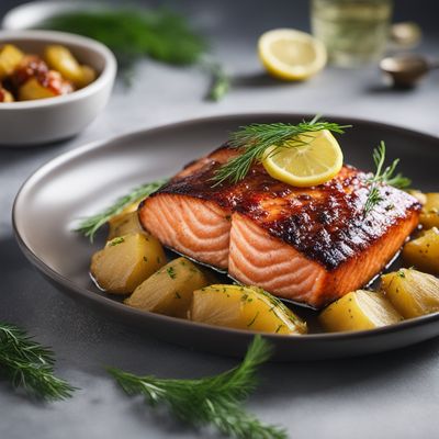 Lingonberry-Glazed Salmon with Dill Potatoes