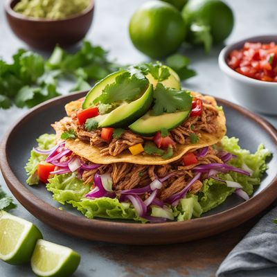 Mexican Tostada with Spicy Shredded Chicken