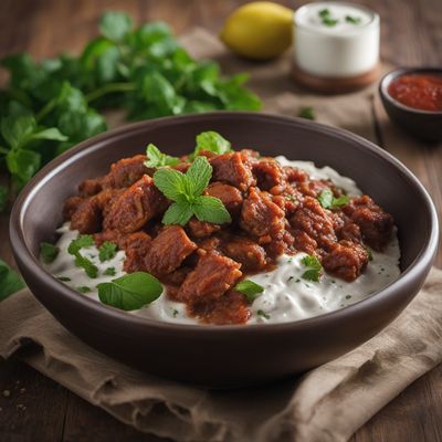 Mfaraket Koussa with Spiced Lamb and Yogurt Sauce