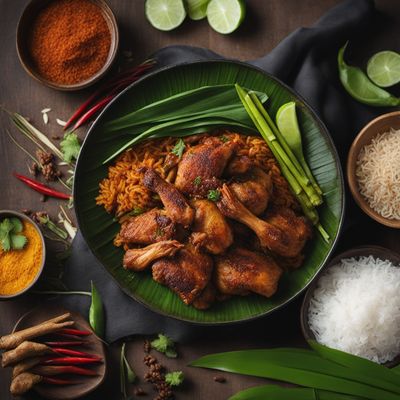 Nasi Liwet with Fragrant Coconut Rice and Spiced Chicken