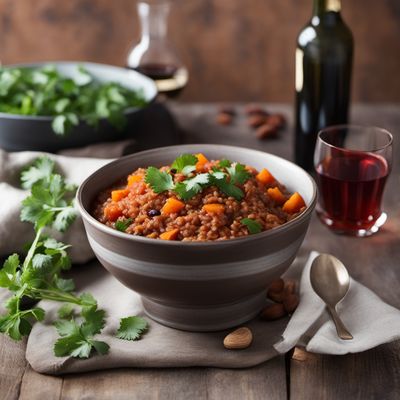 Red Wine Risotto with Spiced Lamb, Sweet Potatoes, and Peanuts