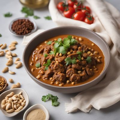 Riyenu with Spiced Lamb and Peanut Sauce