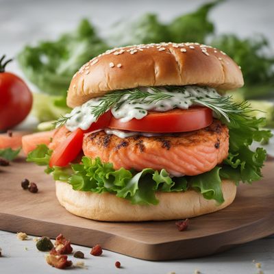 Salmon Burger with Dill Sauce