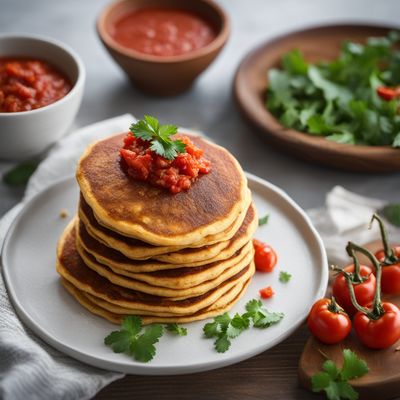 Savory Cornmeal Pancakes with Spicy Tomato Sauce