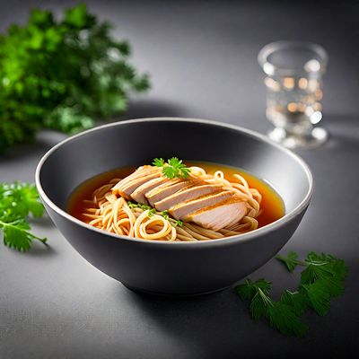 Molecular Gastronomy Chicken Noodle Soup