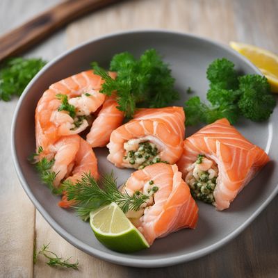 Stuffed Rolled Prawns with Salmon in Pontic Greek Style