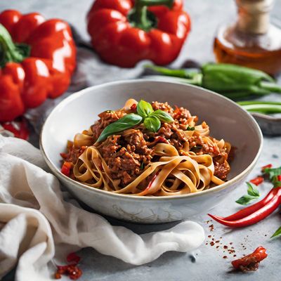 Chinese-style Tagliatelle with Bolognese Sauce