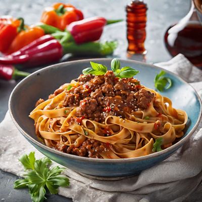 Chinese-style Tagliatelle with Bolognese Sauce