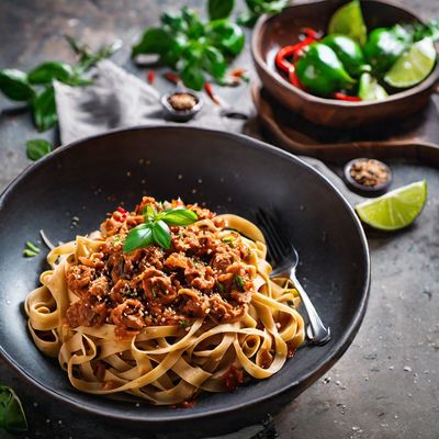 Thai-style Tagliatelle with Spicy Basil Sauce