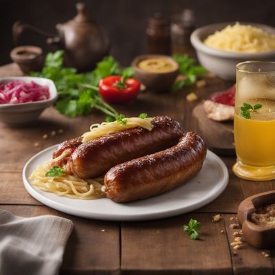 Thüringer Rostbratwurst with Sauerkraut and Mustard Sauce