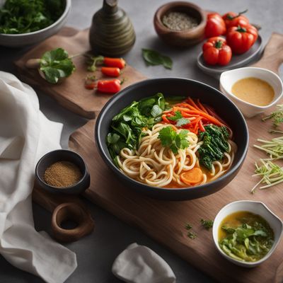 Tunisian-inspired Udon with Egg and Vegetables