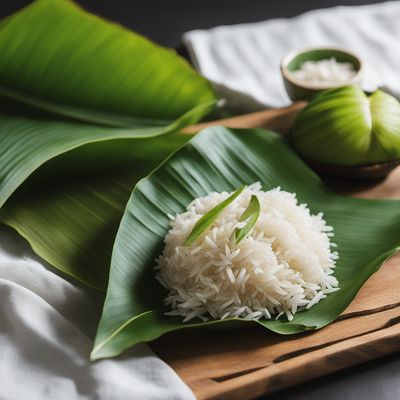 Tuvaluan-style Coconut Rice Wrapped in Banana Leaves