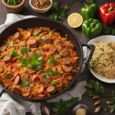 Wisconsin-inspired Cheesy Bratwurst Paella