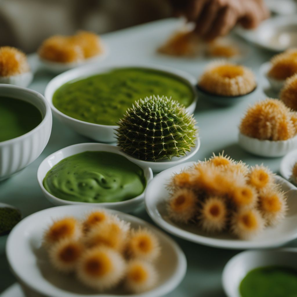 Erizos con salsa verde