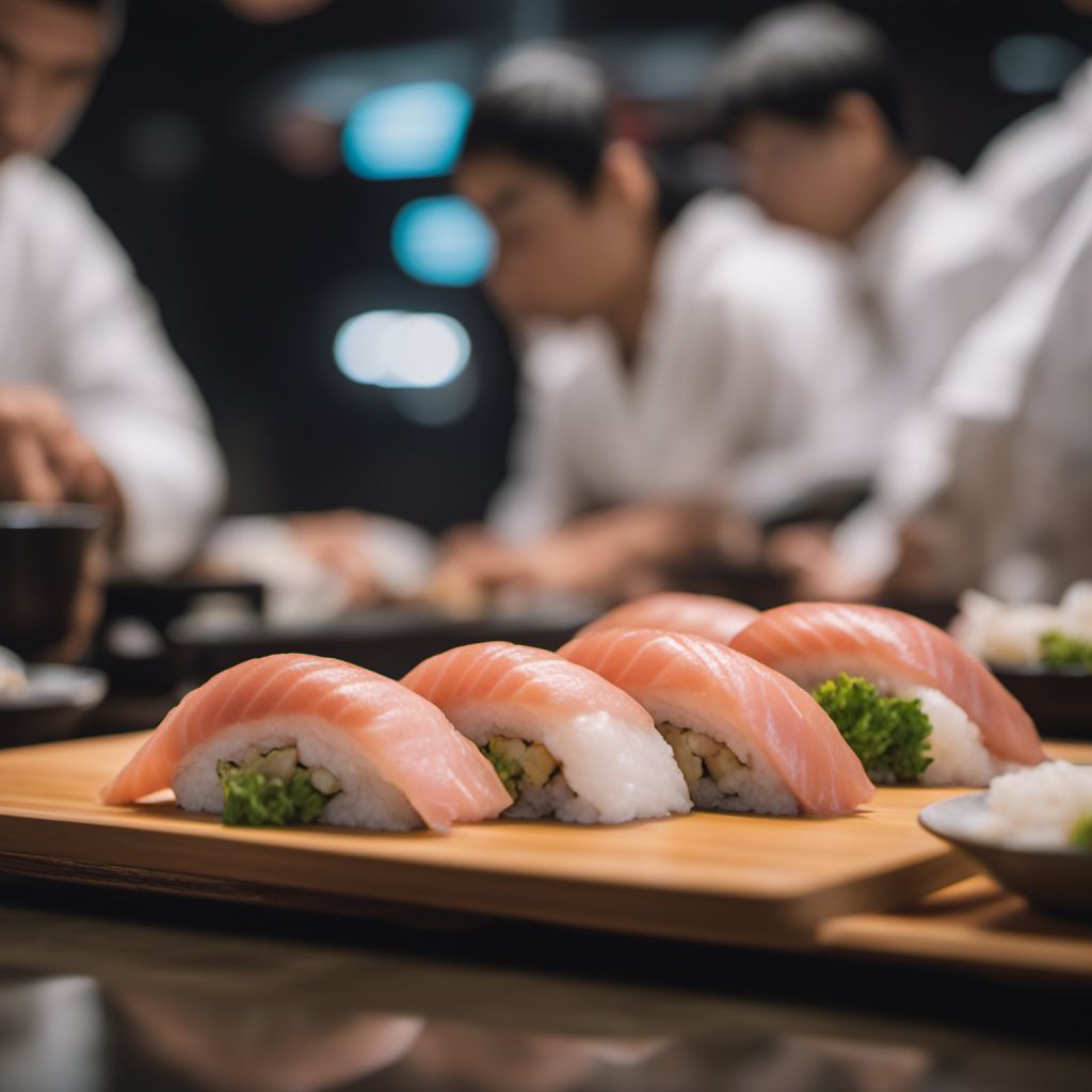 Hamachi nigiri sushi