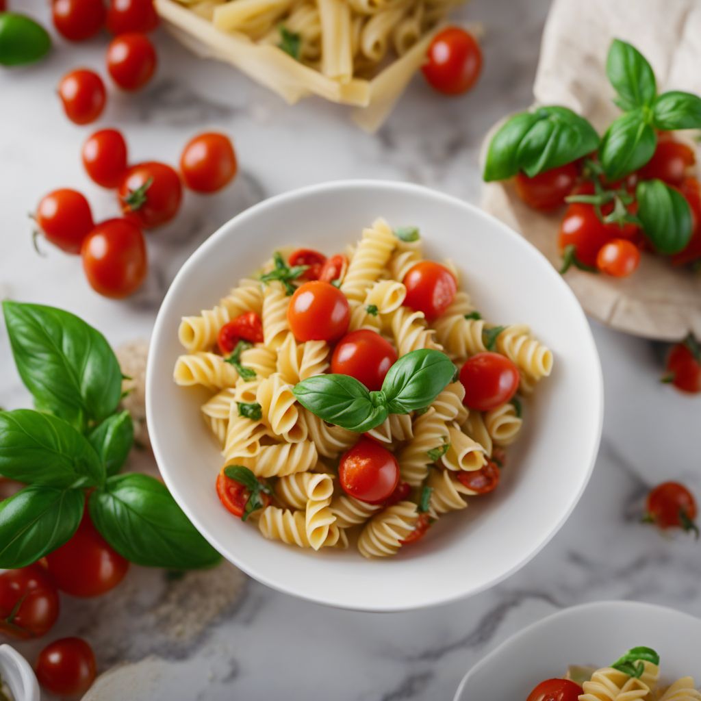 Pasta con pomodorini e basilico