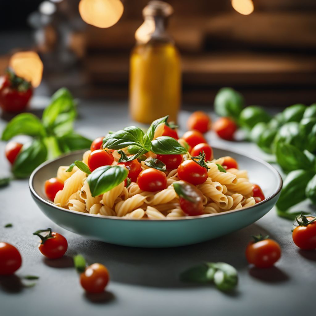 Pasta con pomodorini e basilico
