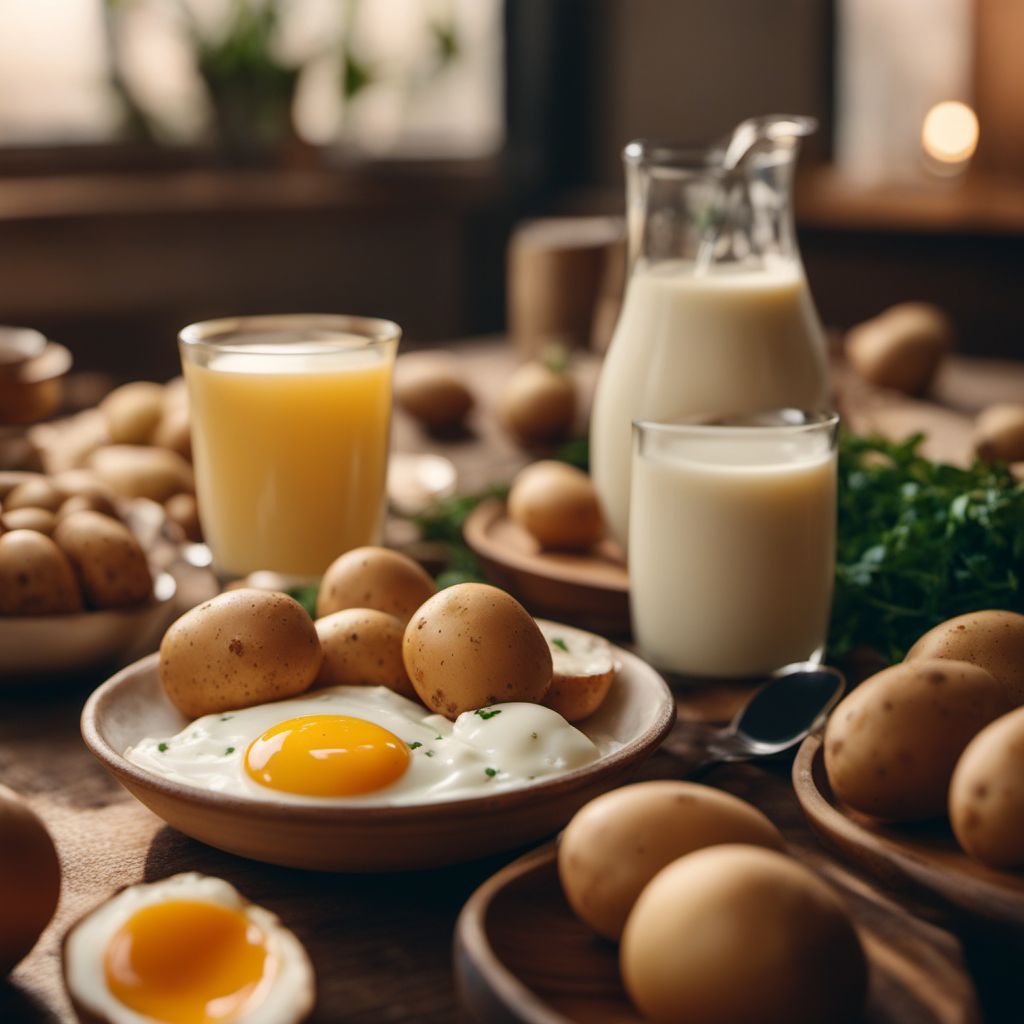 Patatas con leche y huevos