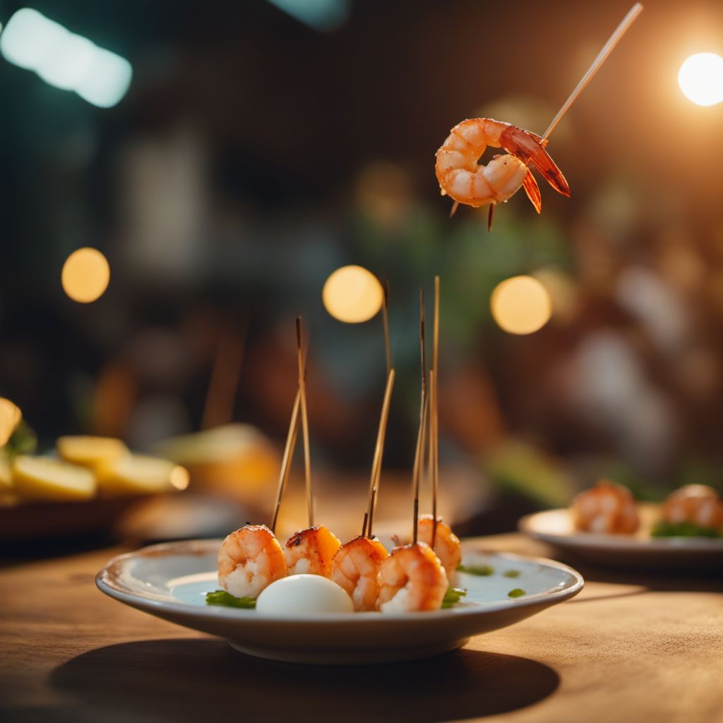Pincho de huevo y gamba