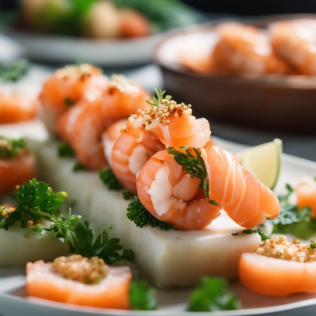 Stuffed Rolled Prawns with Salmon