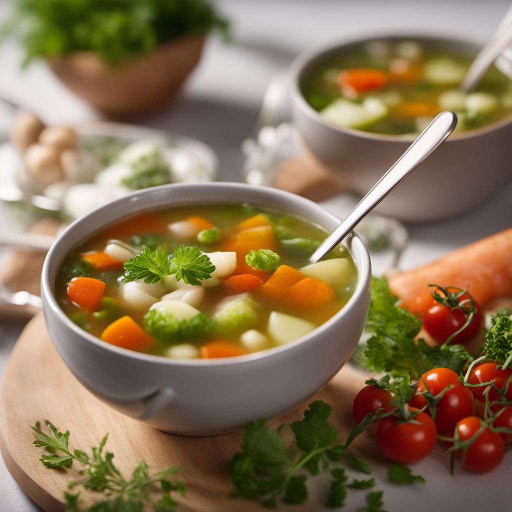Mixed vegetables soup, clear