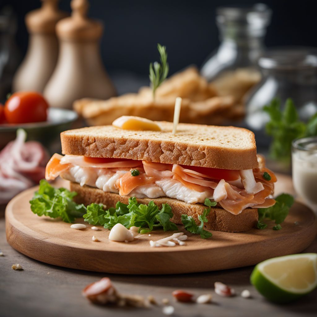 Sandwich with fish topping/filling