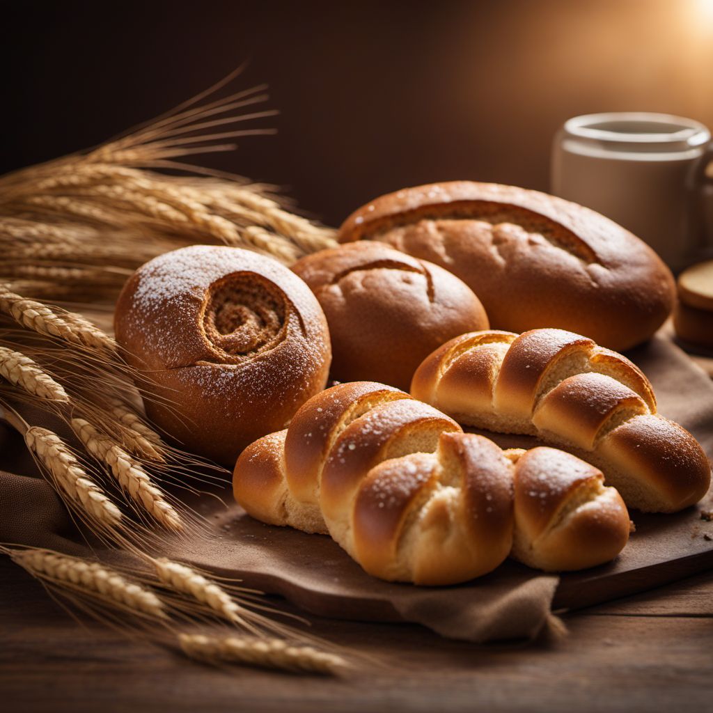 Wheat bread and rolls, brown or wholemeal