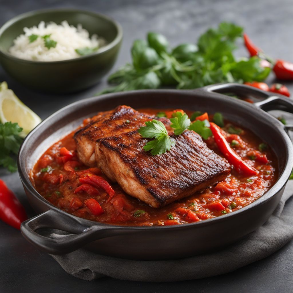 Angolan Mufete with Grilled Fish and Spicy Tomato Sauce