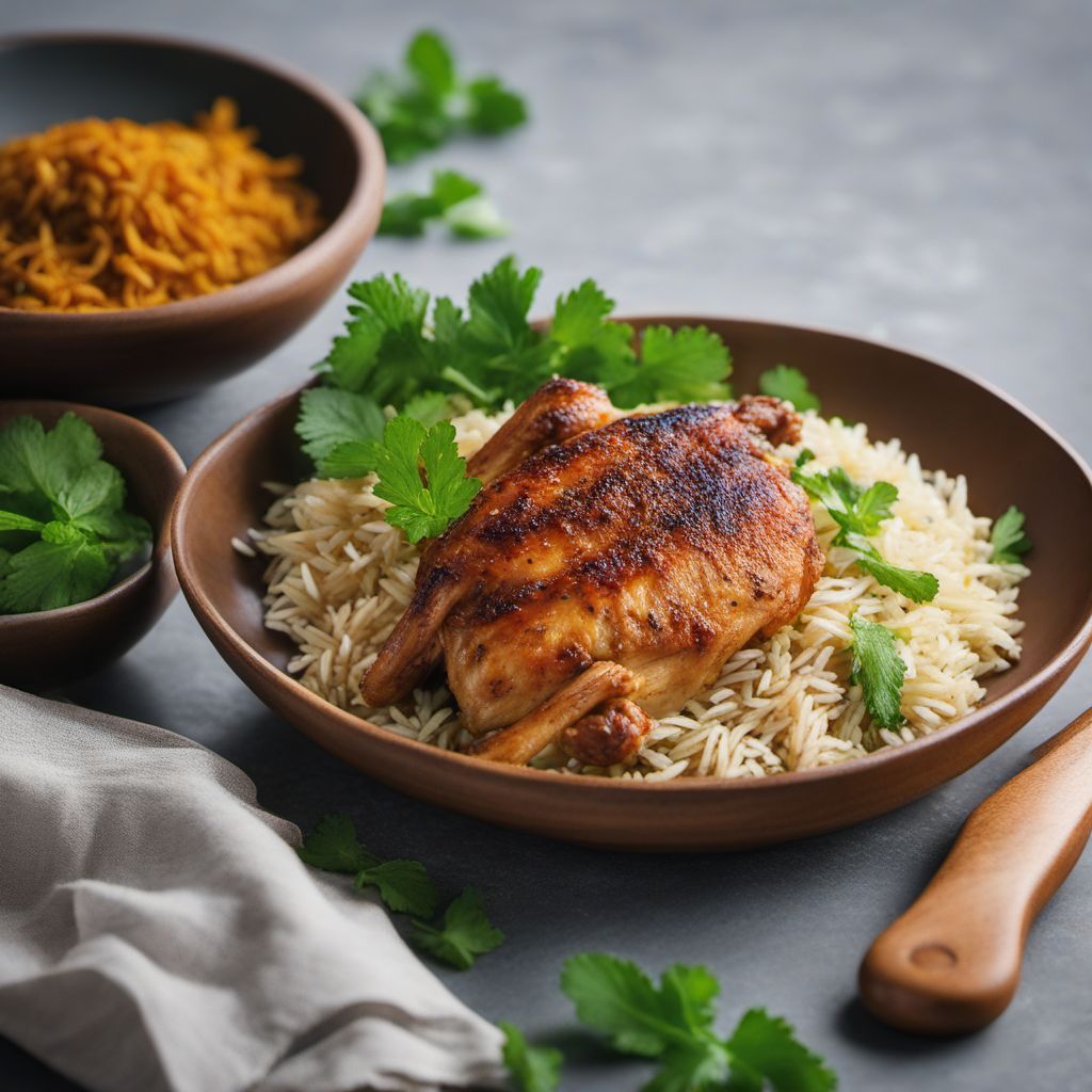 Arabian Spiced Rice with Roasted Chicken and Cucumber Salad