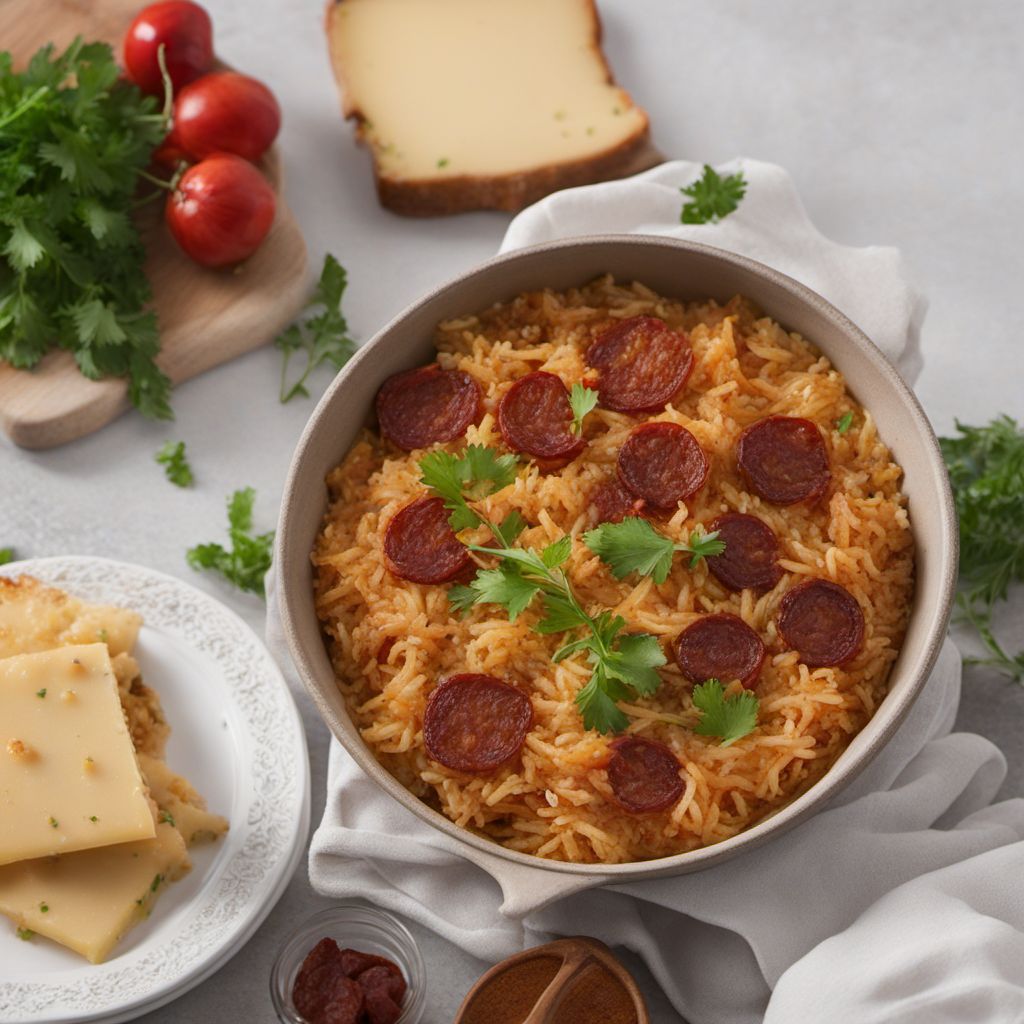 Asturian-Style Baked Rice with Chorizo and Cheese