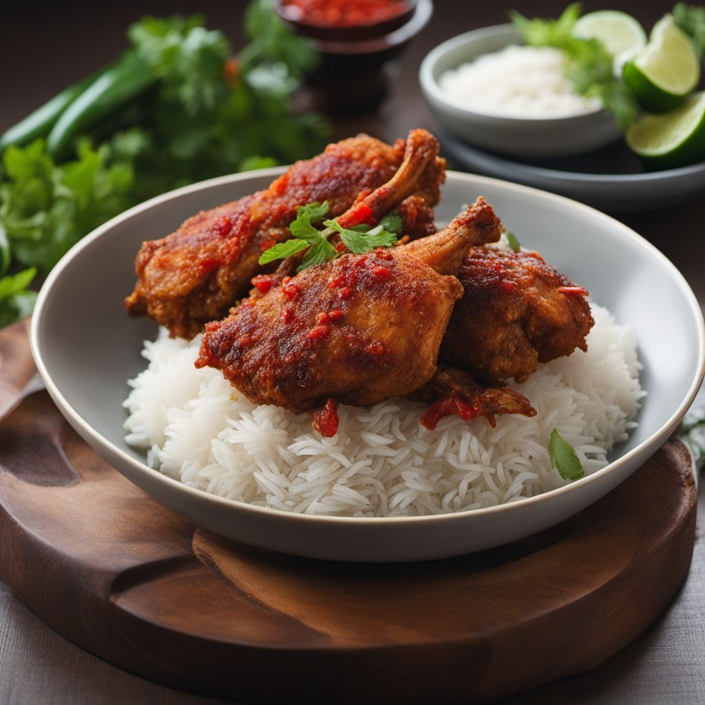 Ayam Penyet with Spicy Sambal