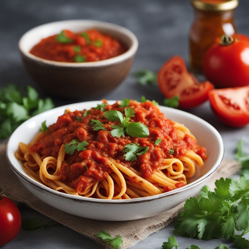 Baasto iyo suugo (Somali Pasta with Tomato Sauce)