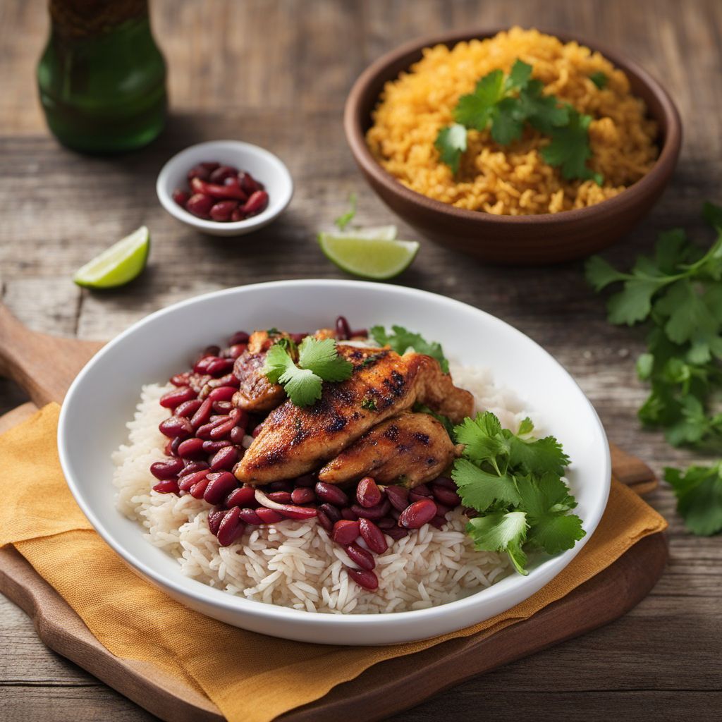 Belizean Coconut Rice and Beans with Spiced Chicken