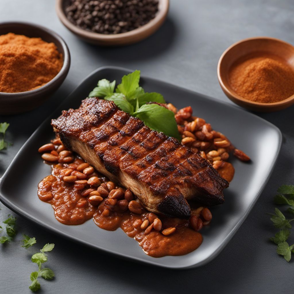 Blackened Crocodile with Spicy Peanut Sauce