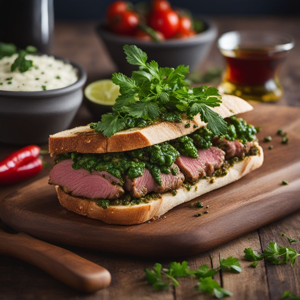 Bocadillo de Ternera con Salsa de Chimichurri (Veal Sandwich with Chimichurri Sauce)