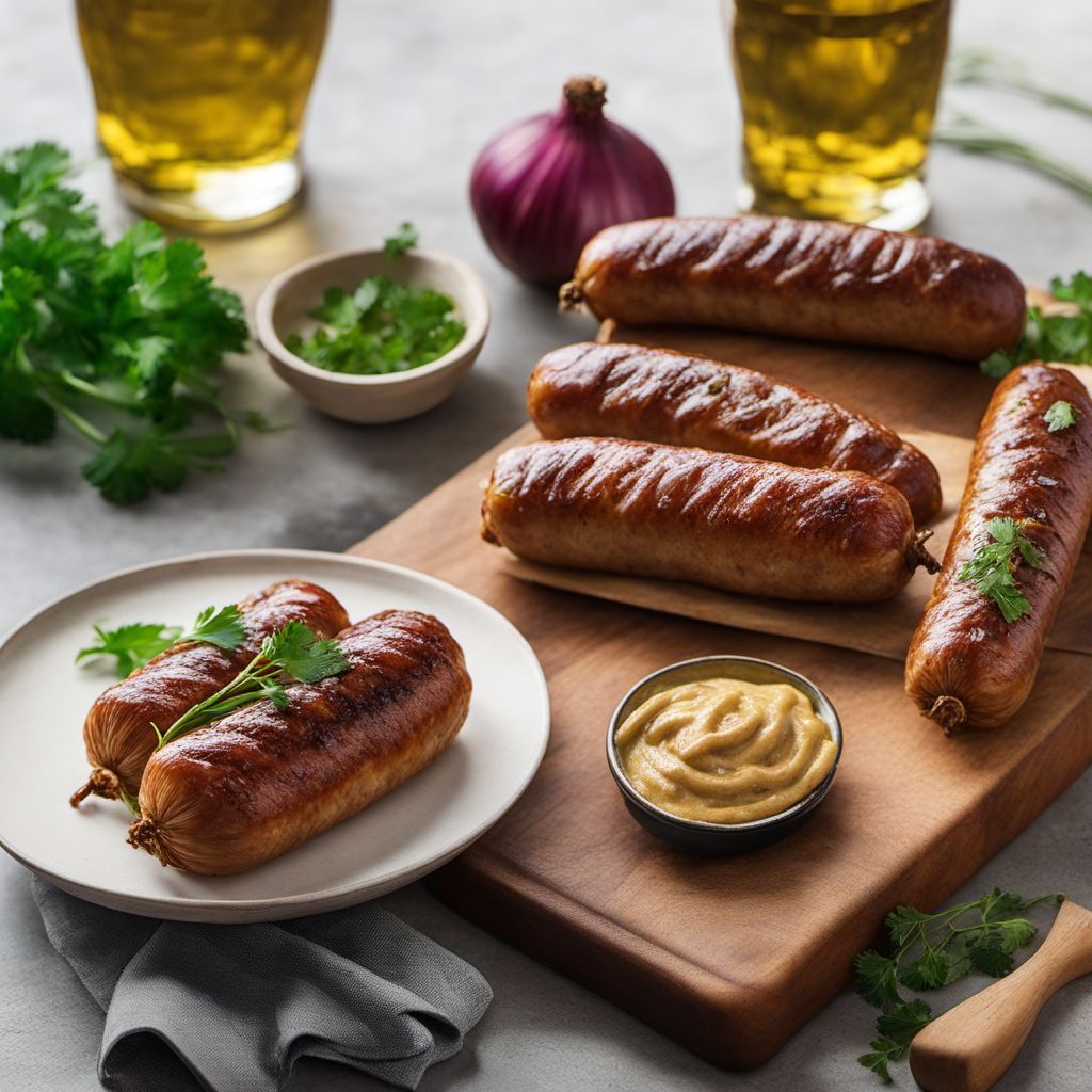 Bosna Sausage with Caramelized Onions and Mustard Sauce