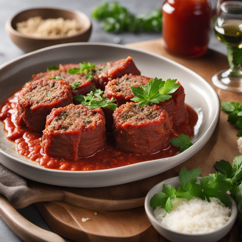 Braciole Rifatte with Tomato Sauce and Parmesan Cheese