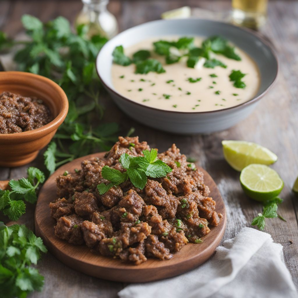 Chekdirme with Spiced Lamb and Yogurt Sauce