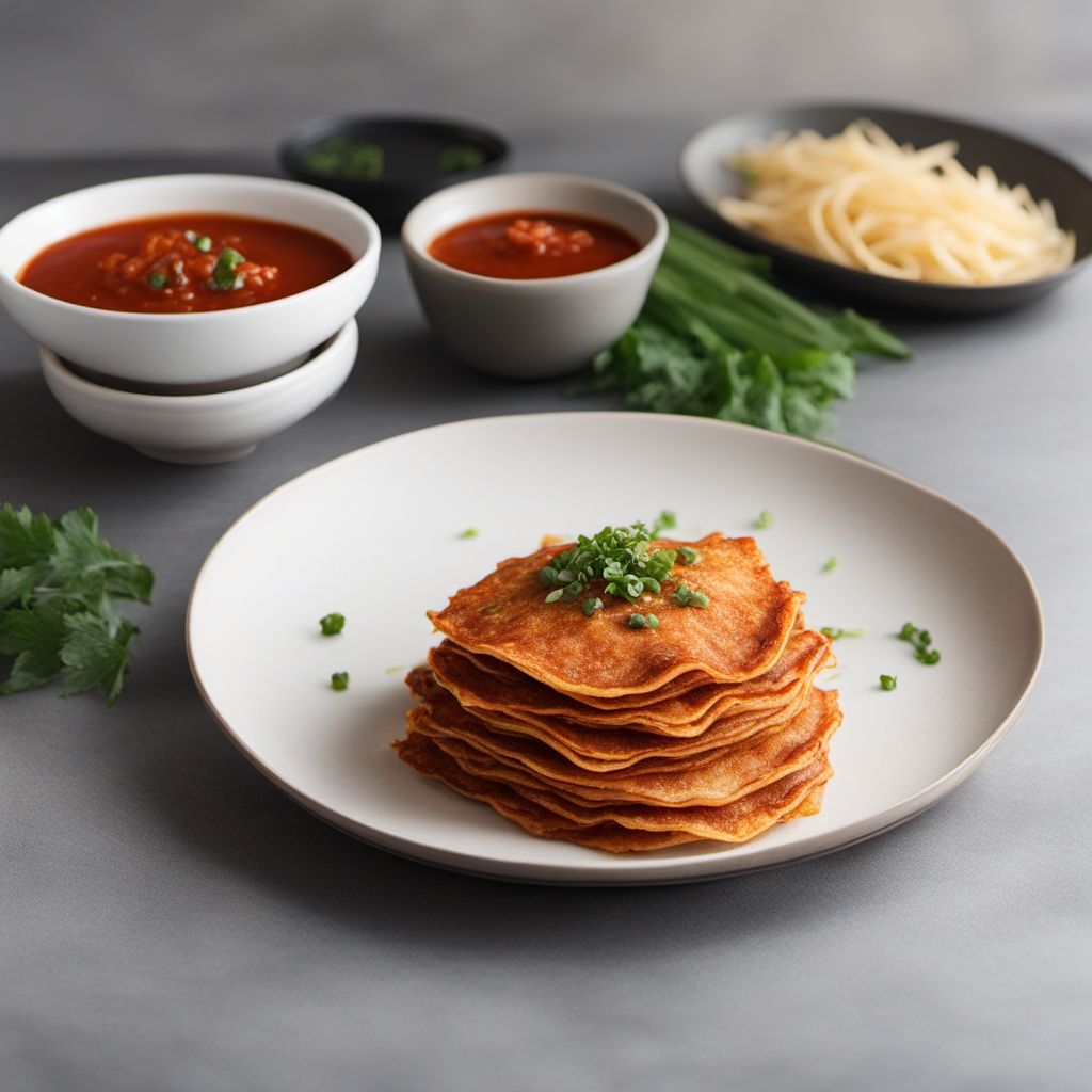 Crispy Kimchi Pancakes with Gochujang Dipping Sauce