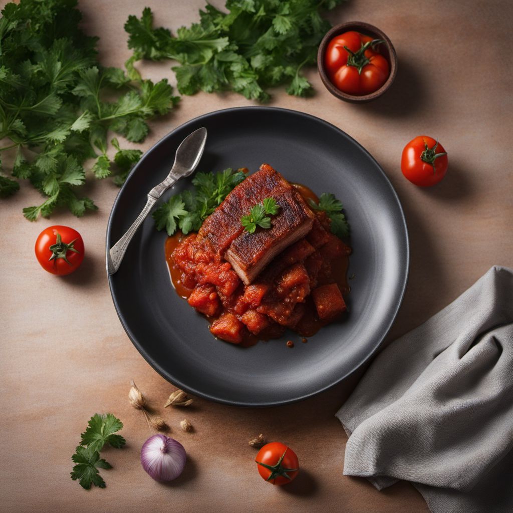 Crispy Pork Belly with Spicy Tomato Sauce