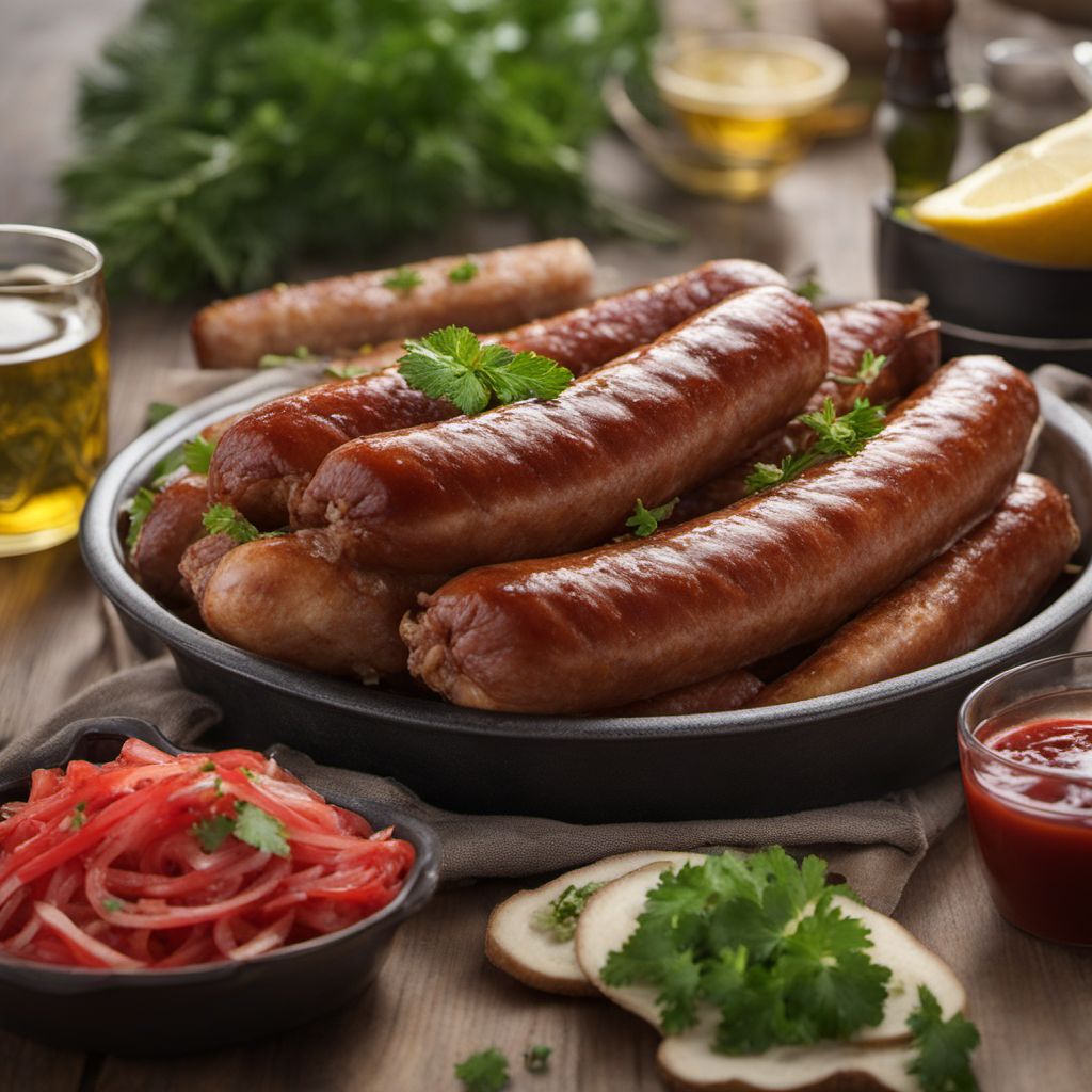 Cypriot-style Bratwurst in Biersoße