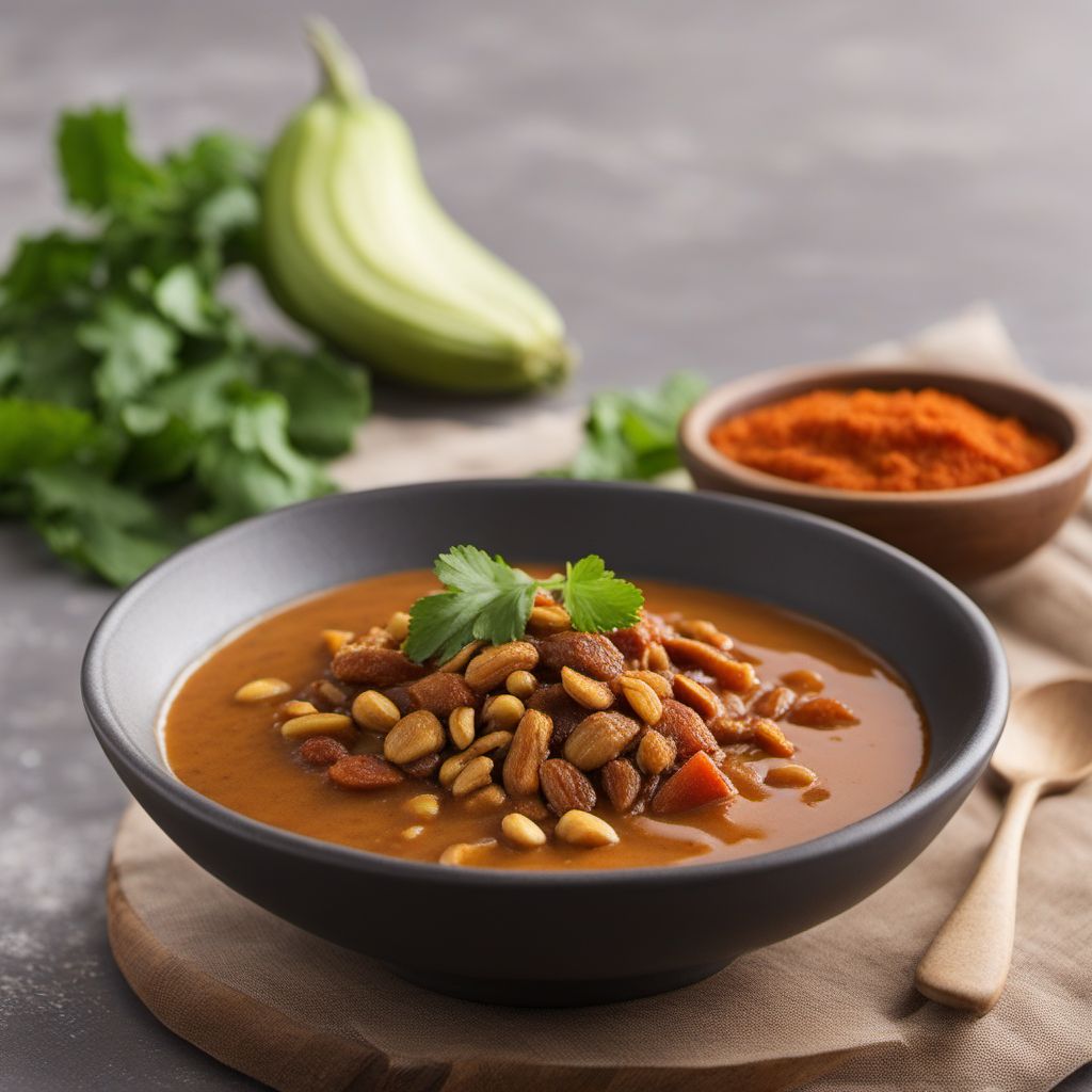 Doukounou with Spiced Peanut Sauce