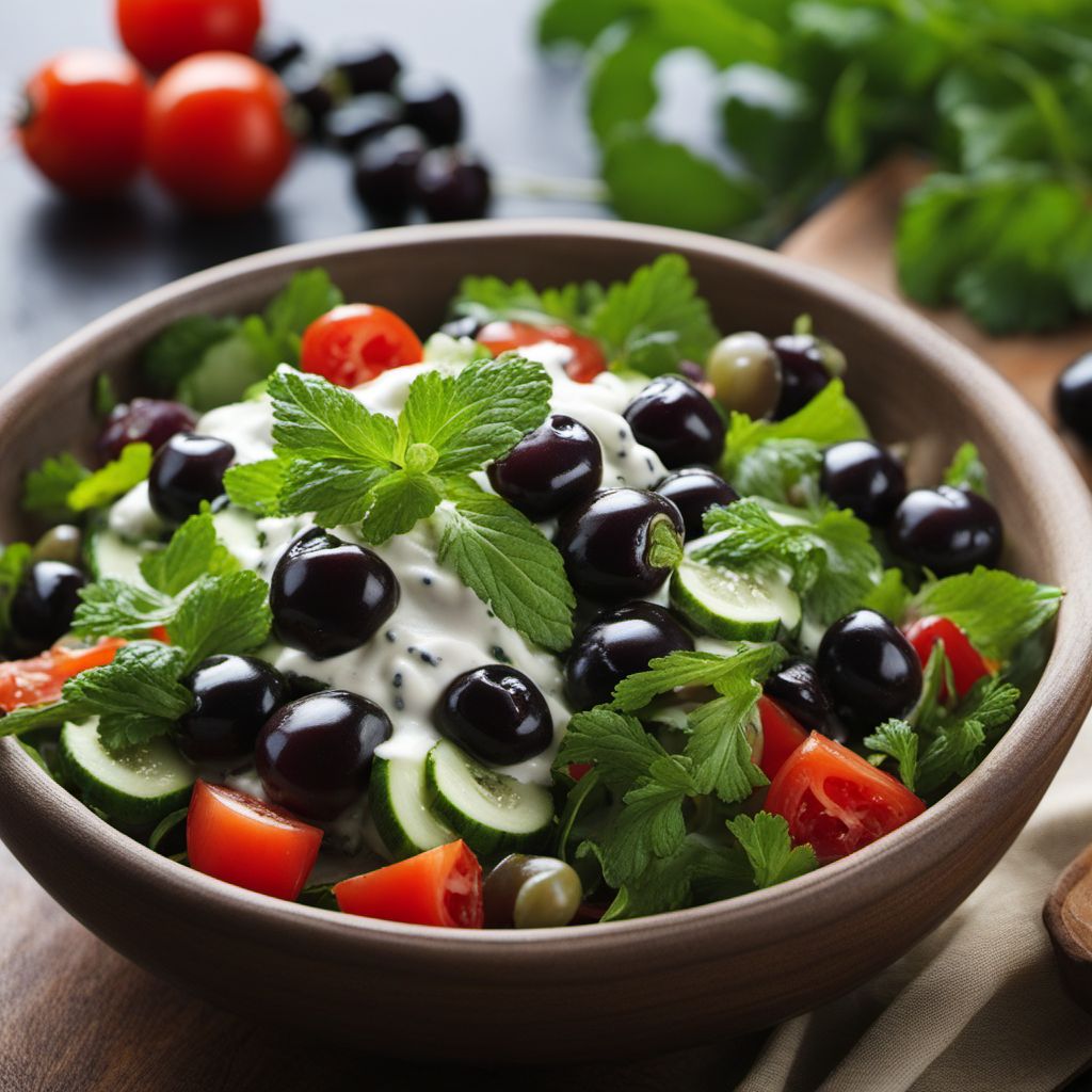 Egyptian Black Olive Salad with Yogurt Dressing